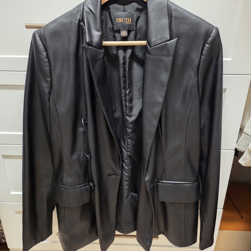 Truth Black Faux Leather Blazer